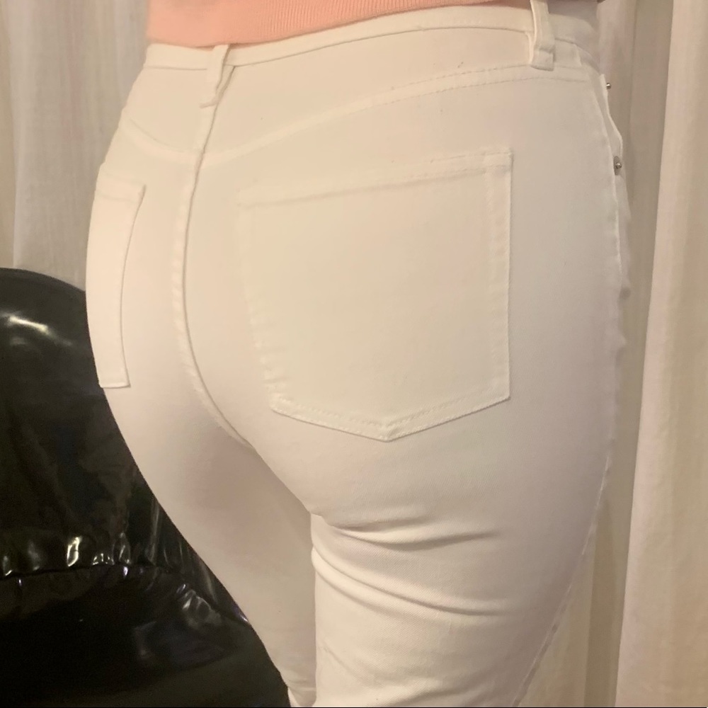 J. Crew White Billie Demi Boot Crop Jeans Kick-flare Denim Pants Size 27 EUC - Picture 12 of 16